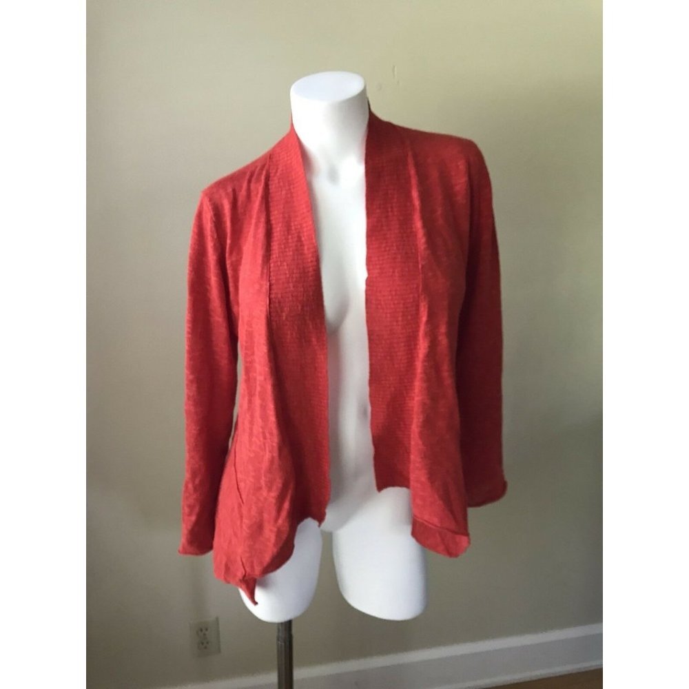 Eileen Fisher Women Front Open Knit Cardigan Linen